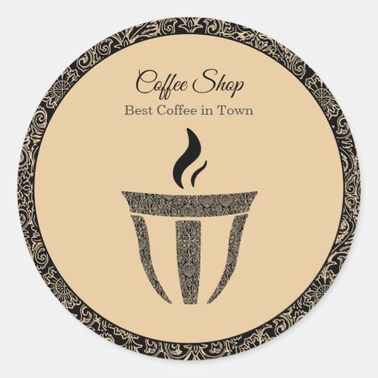 Eenvoudig Ornament Coffee Shop Professional Ronde Sticker (Voorkant)