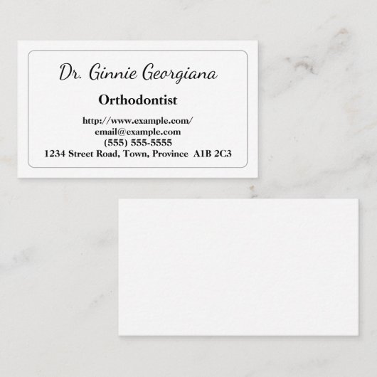 Eenvoudig orthodontist Visitekaartje (Voorkant / Achterkant)