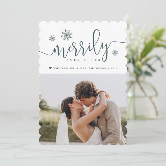 Eenvoudig ouder | Foto Pas getrouwd Feestdagenkaart (Staand voorkant)