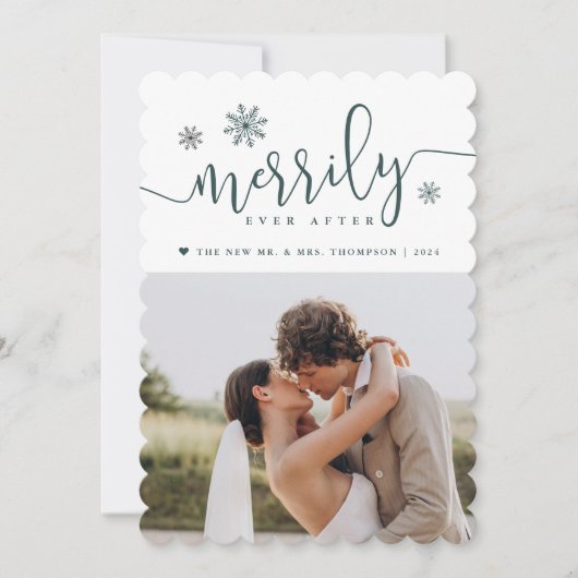 Eenvoudig ouder | Foto Pas getrouwd Feestdagenkaart (Voorkant)