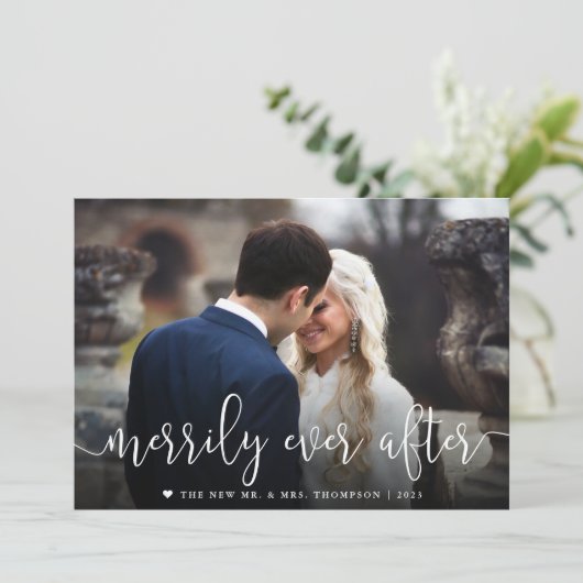 Eenvoudig ouder | Kerstfeest met een bruiloft Feestdagenkaart (Staand voorkant)