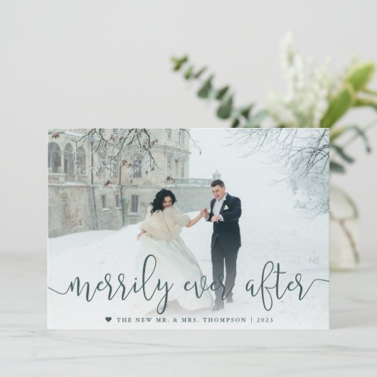 Eenvoudig ouder | Kerstfeest met een bruiloft Feestdagenkaart (Staand voorkant)