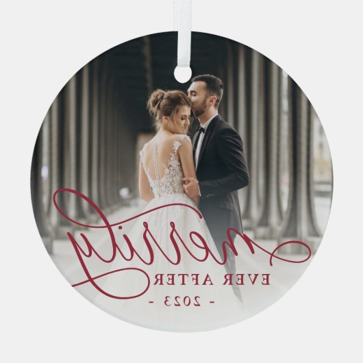 Eenvoudig ouder | Weddenfoto Glas Ornament (Achterkant)