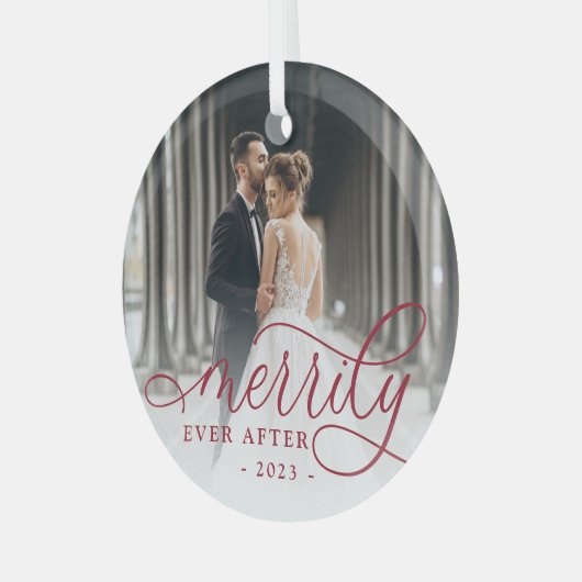 Eenvoudig ouder | Weddenfoto Glas Ornament (Voorkant links)