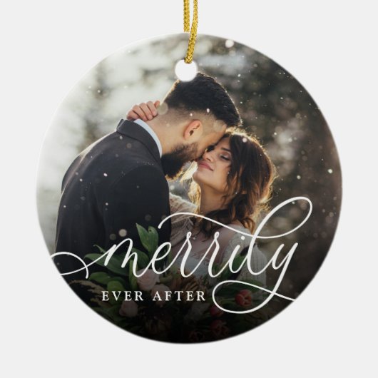 Eenvoudig ouder | Weddenfoto Keramisch Ornament (Voorkant)