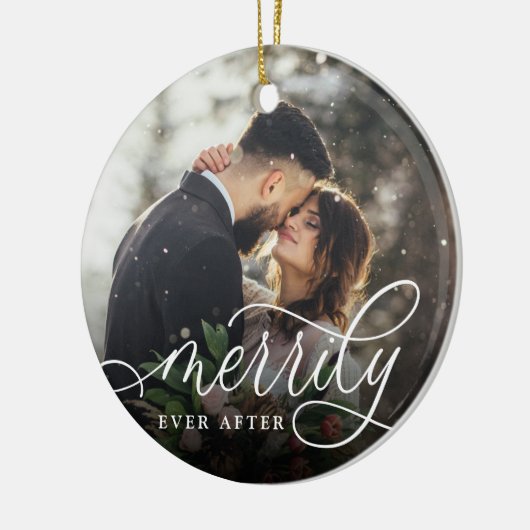Eenvoudig ouder | Weddenfoto Keramisch Ornament (Links)