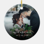 Eenvoudig ouder | Weddenfoto Keramisch Ornament (Achterkant)