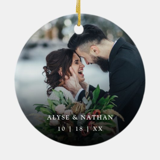 Eenvoudig ouder | Weddenfoto Keramisch Ornament (Achterkant)