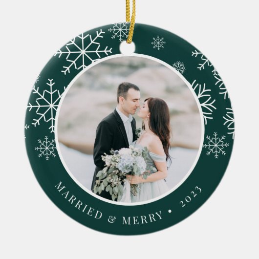 Eenvoudig ouder | Weddenfoto Keramisch Ornament (Voorkant)