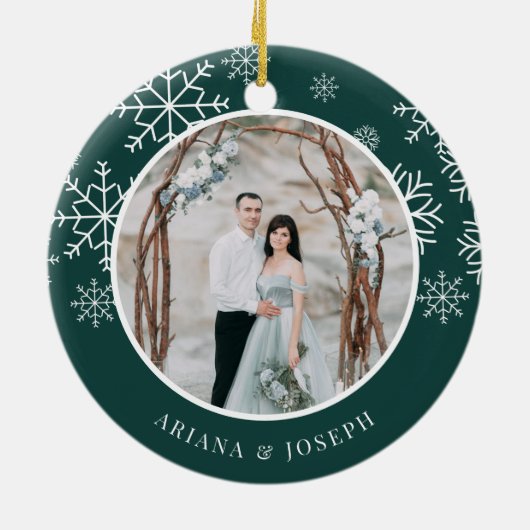 Eenvoudig ouder | Weddenfoto Keramisch Ornament (Achterkant)