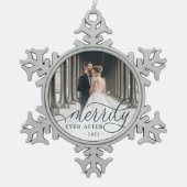 Eenvoudig ouder | Weddenfoto Tin Sneeuwvlok Ornament (Voorkant)