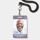 Eenvoudig ovaal logo Werknemersfoto naam barcode Badge (Voorzijde met lanyard)