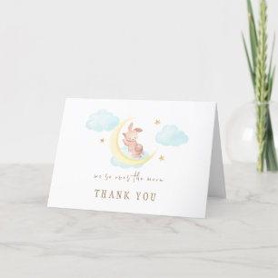 Eenvoudig over de Moon Bunny Cloud Baby shower Bedankkaart
