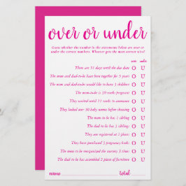 Eenvoudig over of onder | Hot Pink Game Kaart