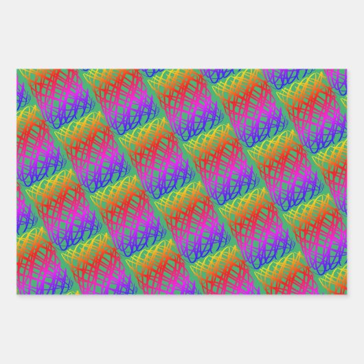 Eenvoudig overzicht | Blauwe, groene, gele achterg Inpakpapier Vel (Voorkant 2)