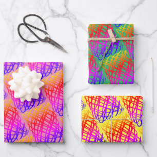 Eenvoudig overzicht   Roze, groene, gele achtergro Inpakpapier Vel