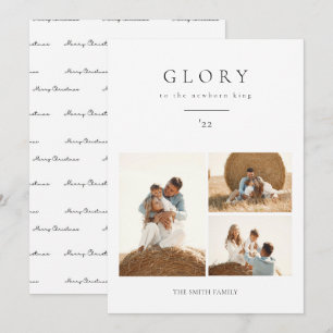 Eenvoudig overzicht van de kerstfoto van de pasgeb feestdagenkaart