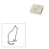 Eenvoudig overzicht van een zittende kat-rubberen rubberstempel (Gestempeld)