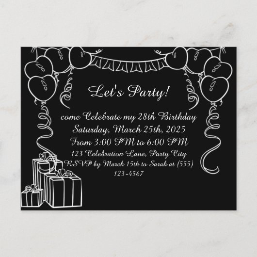 Eenvoudig overzicht verjaardagsuitnodiging Briefka Briefkaart (Voorkant)