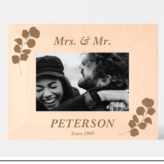 Eenvoudig paar Bloemen Custom Wood Afbeelding Lijs Gegraveerde Lijstjes