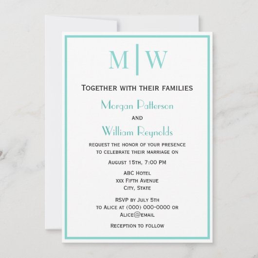 Eenvoudig Paar Bruiloft 2 Initiaal Mon VS DIY Kleu Kaart (Voorkant)