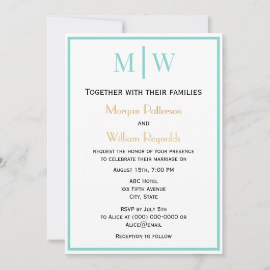 Eenvoudig Paar Bruiloft 2 Initiaal Mon VS DIY Kleu Kaart (Voorkant)