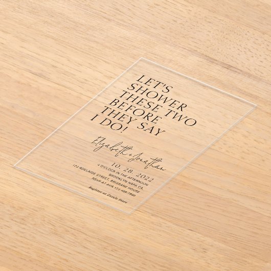 Eenvoudig paar douche voordat ze zeggen dat ik bru acryl uitnodigingen (Laagn)