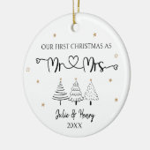 Eenvoudig paar eerste kerst keramisch ornament (Links)