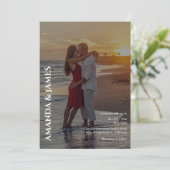 Eenvoudig paar foto bruiloft kaart (Staand voorkant)