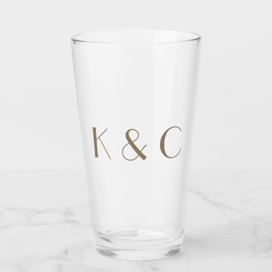 Eenvoudig paar gouden tekst Initialen bruiloft Glas (Voorkant)