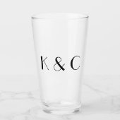 Eenvoudig paar Initialen bruiloft Glas (Voorkant)