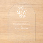 Eenvoudig paar Monogram Initialen Minimalistische  Acryl Uitnodigingen (Voorkant)