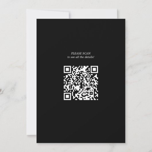 Eenvoudig paar namen script QR CODE bruiloft Kaart (Achterkant)