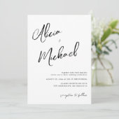 Eenvoudig paar namen script QR CODE bruiloft Kaart (Staand voorkant)