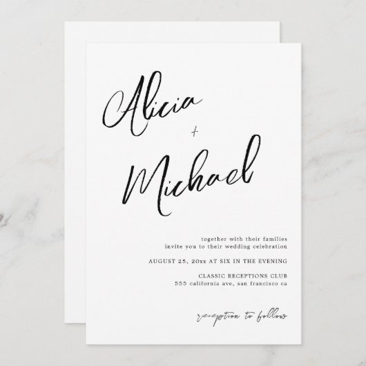 Eenvoudig paar namen script QR CODE bruiloft Kaart (Voorkant / Achterkant)