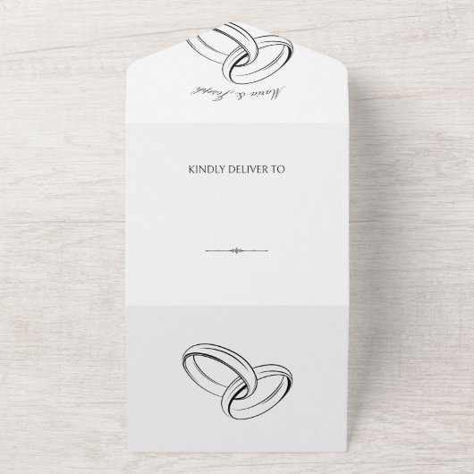 Eenvoudig paar trouwring all in one uitnodiging (Buitenkant)