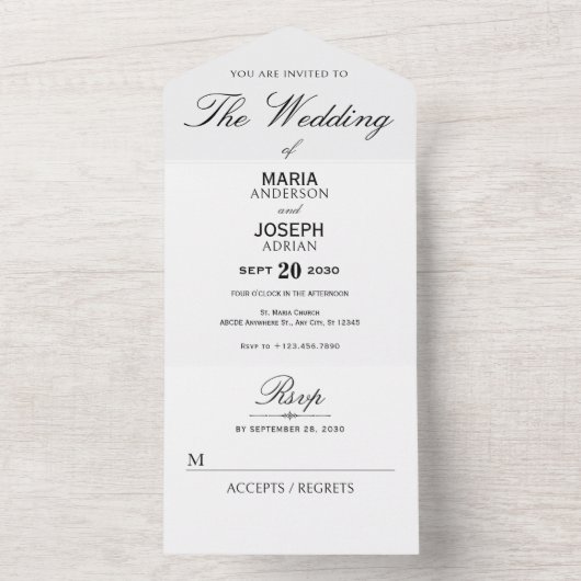 Eenvoudig paar trouwring all in one uitnodiging (Binnen)