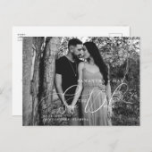 Eenvoudig paar twee B/W-foto legant sparen de datu Aankondigingskaart (Voorkant / Achterkant)