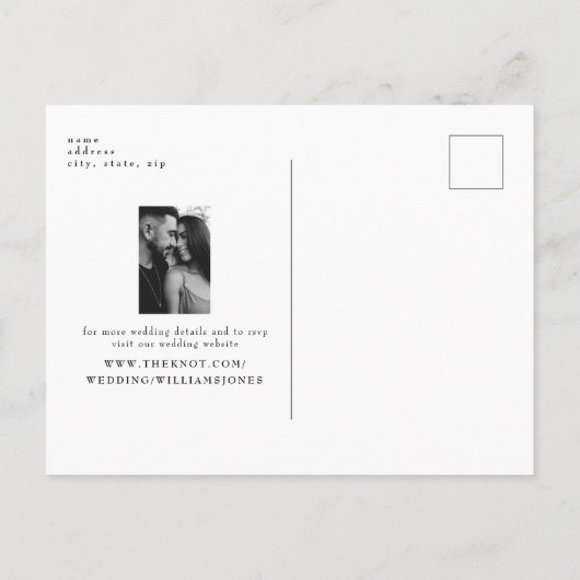 Eenvoudig paar twee B/W-foto legant sparen de datu Aankondigingskaart (Achterkant)