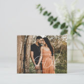 Eenvoudig paar twee foto legant sparen de Datum Briefkaart (Staand voorkant)