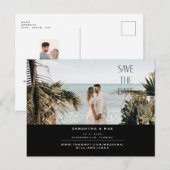 Eenvoudig paar twee foto's zwart bespaart de datum aankondigingskaart (Voorkant / Achterkant)