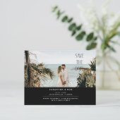 Eenvoudig paar twee foto's zwart bespaart de datum aankondigingskaart (Staand voorkant)