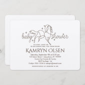 Eenvoudig Paard Baby shower Uitnodiging met meisje (Voorkant / Achterkant)