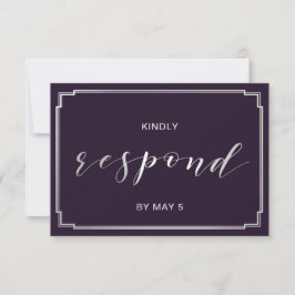 Eenvoudig Paars bruiloft rsvp Kaartje
