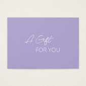 Eenvoudig Paars Elegant modern Cadeaucertificaat Visitekaartje (Voorkant)
