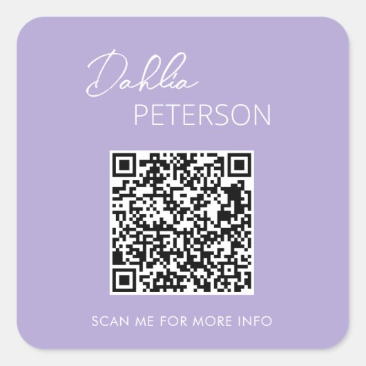 Eenvoudig Paars Elegant QR Code Moderne Zaken Vierkante Sticker (Voorkant)