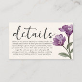 Eenvoudig paars en beige Wilde Wuwbloem Details Informatiekaartje (Voorkant)