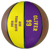 Eenvoudig Paars en Geel Aantal Citaat van het Naam Basketbal (Verticaal)