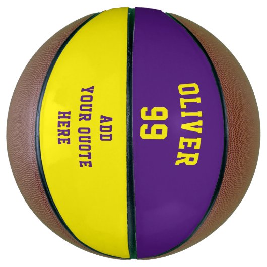 Eenvoudig Paars en Geel Aantal Citaat van het Naam Basketbal (Verticaal)