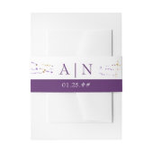 Eenvoudig Paars en gouden Confetti Monogram Wedden Uitnodigingen Wikkel (Voorkant Voorbeeld)